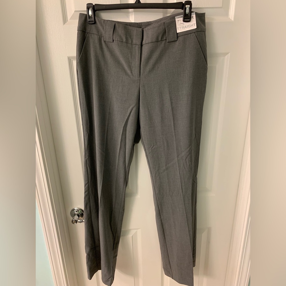 New York & Company Size 12 Tall Straight Leg Grey Pants NWT